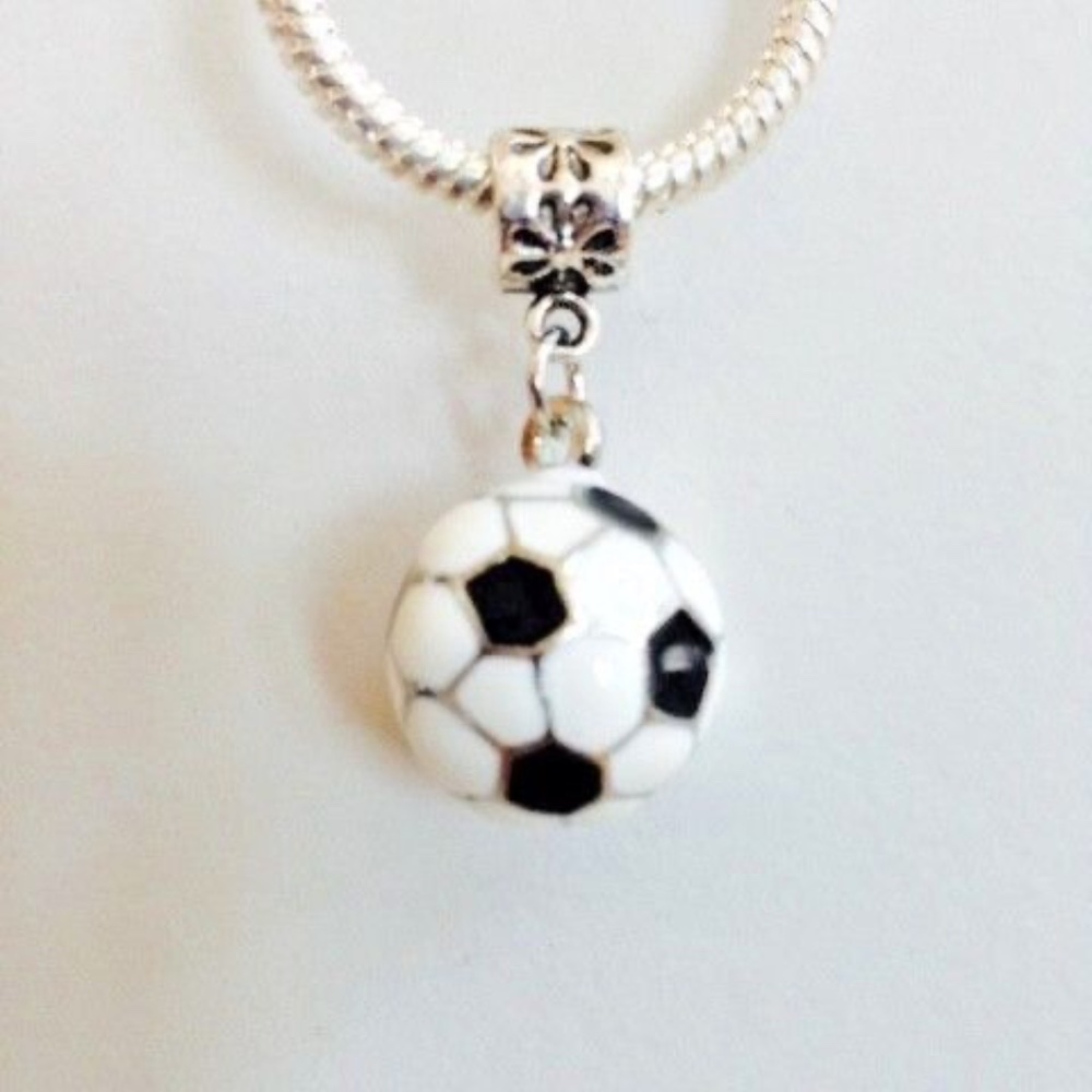 “SOCCER BALL”  Dangling Charm Bead For European Style Charm Bracelets